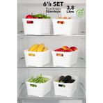 Meleni Home 6'lı Çok Amaçlı Buzdolabı Düzenleyici 3800 ml Beyaz Plastik Malzeme ile Mutfak ve Banyo İçin