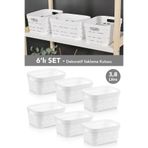Meleni Home 6'lı Delikli Dekoratif Piramit Saklama Kutusu - Dolap İçi Düzenleyici Organizer Kutu 3,8 Lt Beyaz