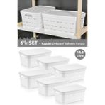 Meleni Home 6'lı Kapaklı Delikli Dekoratif Piramit Saklama Kutusu - Dolap Düzenleyici Organizer 10,8 Lt Beyaz