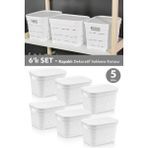 Meleni Home 6'lı Kapaklı Delikli Dekoratif Piramit Saklama Kutusu - Dolap Düzenleyici Organizer Kutu 5 Lt Beyaz