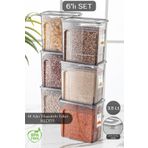 Meleni Home 6'lı Mega 3,5 Litre Bakliyat Kabı - Etiketli Lena Kavanoz Erzak Saklama Kabı