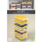 Meleni Home 6'lı Saklama Kabı , Mikrodalga Uyumlu Erzak Saklama Kabı Sarı 6 X 600 ml