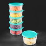Meleni Home 6'lı Yuvarlak Gıda Saklama Kabı Seti - Organizer Düzenleyici Erzak Kabı 6X600ML Yeşil