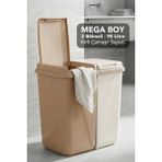 Meleni Home 90 Lt Iki Bölmeli Kirli Çamaşır Sepeti - Mega Duo Banyo Çamaşır Sepeti Renkliler & Beyazlar Latte - Krem