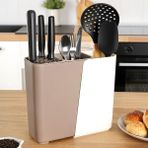 Meleni Home Ayarlanabilir Kaşık Bıçak Standı - Uzayabilen Bölmeli Organizer Bıçaklık Tezgah Üstü Kaşıklık Latte