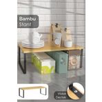 Meleni Home Bambu Organizer Mutfak Rafı - Tezgah Üstü Çok Amaçlı Düzenleyici Baharatlık Standı Dekoratif Raf