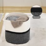 Meleni Home Hasır Dokuma Çamaşır Sepeti - Banyo Pamuk Halat Saklama Sepeti 38 cm