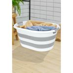 Meleni Home Katlanabilir Silikon Çamaşır Sepeti 38 Lt Ergonomik Gri Akordiyon Özellikli