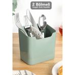 Meleni Home Luna Tezgah Üstü Kaşıklık - Bölmeli Kepçe Kaşık Bıçak Standı Düzenleyici Mutfak Organizer Yeşil