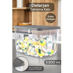 Meleni Home Mega Boy Deterjan Saklama Kutusu - Etiketli Banyo Tablet Toz Deterjan Kutusu 5,3 Litre Şeffaf