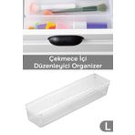 Meleni Home Modüler Çekmece İçi Düzenleyici - Banyo Makyaj Takı Organizer Ofis Düzenleyici 30,7 x 7,8 cm Şeffaf
