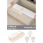 Meleni Home Pencereli Baza Altı Hurcu - Çizgili Çok Amaçlı Yastık Kıyafet Saklama Organizer 70x32x20