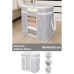 Meleni Home Pencereli Saklama Hurcu - Çizgili Kıyafet Düzenleme Yastık Saklama Organizer 30x45x50