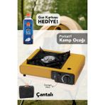 Meleni Home Portatif Kamp Ocağı - Taşıma Çantalı Gazlı Stop Emniyetli Sarı Kamp Ocağı ve 1 Adet 227 gr Kartuş