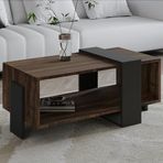 Meleni Orta Sehpa – 90 cm Modern Tasarım – Raflı, Ceviz/Antrasit