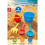 Meleni Toys 5 Parça Küçük Boy Plaj Seti - Kova Elek Tırmık Kürek ve Sulama Kaplı Kum Oyuncağı Mavi