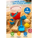 Meleni Toys 7 Parça Kale Plaj Oyun Seti - Kum Kovası Suluk ve Kalıplı Kum Oyuncağı Kırmızı