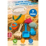 Meleni Toys 7 Parça Kale Plaj Oyun Seti - Kum Kovası Suluk ve Kalıplı Kum Oyuncağı Sarı