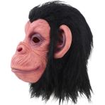 Melff Nessiworld Siyah Saçlı Kafaya Tam Geçmeli Lateks Şempanze Maskesi - Lateks Maymun Orangutan Goril Maske Et Maske