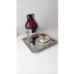 MELFSHOP 6'lı Lüx Kare Paslanmaz Çelik Gümüş Renk 21x21cm Kahve Servis Sunum Tepsisi & tabağı