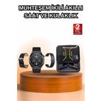 MELFSHOP Dijital Göstergeli Bluetooth Kulaklık ve Bildirim Görebilen Akıllı Saat Alarm ve Titreşim