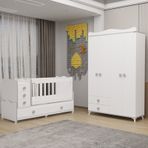 Melina Bebek Odası Yıldız 4 Kapaklı Dolap - Gri Beyaz
