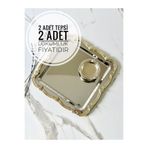 Melinda 2 Adet Fiore Kare Tepsi- 2 Fiore Lokumluk Gümüş-Gümüş Çay Kahve Servis Sunum Tepsisi (21x21)
