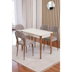 Melisa Hilal Lak Panel Açılır Mutfak Masa Sandalye Takımı 60X100 - Bej