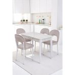Melisa Hilal Lak Panel Açılır Mutfak Masa Sandalye Takımı 60X100 - Beyaz - Siyah