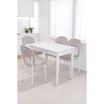 Melisa Hilal Lak Panel Açılır Mutfak Masa Sandalye Takımı 60X100 - Beyaz