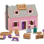 Melissa&Doug MD003701 Ahşap Taşınabilir Küçük Mobilyalı Ev