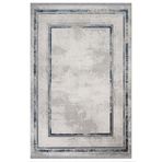 Melita Gri Çerçeveli Modern Geometrik Etnik Desenli Boho Makinada Yıkanabilir Hafif Hav Toz Vermez Leke Tutmaz Kaymaz Taban Dijital Makine Baskı Halı Oturma Odası Salon Yolluk Koridor Mutfak Halısı