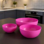 Melkan Home 3'lü Yuvarlak Kase Set - Pembe