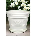 Melkan Home Antik Papatya Desenli Beyaz Renk Saksı 21 Litre Beyaz