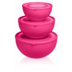 Melkan Home Kapaklı Yuvarlak Kase 3'lü Set Milenyum Pembe Renk (0,6L 2,5L 4L)