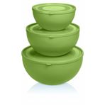 Melkan Home Kapaklı Yuvarlak Kase 3'lü Set Milenyum Yeşil Renk (0,6l + 2,5l + 4l)