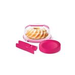 Melkan Home Kek Fanusu & Pasta Fanusu Kilitli Kapaklı Kek Fanusu 7 Litre Pasta Tabağı Çatal Bıçak 6'lı Set Pembe Milenyum Pembe