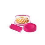 Melkan Home Kek Fanusu & Pasta Fanusu Kilitli Kapaklı Kek Fanusu 7 Litre Pasta Tabağı Çatal Bıçak 8'li Set Pembe Milenyum Pembe