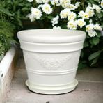 Melkan Home Papatya Desen Antik Saksı 21 Litre Modern Papatya Desenli Saksı - 38x32 cm / 21L - Beyaz
