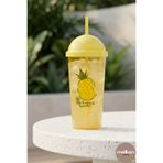Melkan Home Pipetli Ananas Desenli Bardak 700 ml – Soğuk İçecek, Smoothie ve Milkshake Bardağı