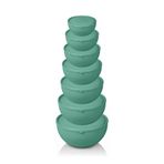 Melkan Home Yuvarlak Kapaklı Kase 7'li Set 14 Parça Pastel Yeşil Pastel Yeşil