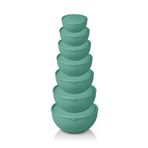 Melkan Home Yuvarlak Kapaklı Kase 7'li Set 14 Parça Pastel Yeşil