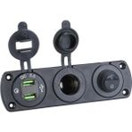 MELLİFERA 3'ü 1 Arada Çift USB Şarj Cihazı LED Voltmetre 12V 24V Güç Soketi Açma-Kapama Anahtarı, Çakmaklık, Paneli Şarj Cihazı