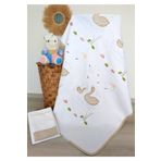 mellowbabystore %100 Pamuk Bej Kuğu Desenli Ince Biyeli Bebek Pike Takımı