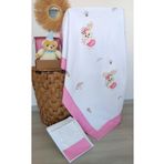 mellowbabystore %100 Pamuk Pembe Tavşan Desenli Kalın Biyeli Bebek Pike Takımı