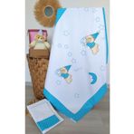mellowbabystore Mavi Büyük Puanlı Uyuyan Ayı Desenli Kalın Biyeli Bebek Pike Takımı