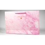 Melnio Pembe Mermer Yatay Karton Poşet 38x25 cm Geniş İç Hacim ile Kullanışlı ve Estetik - Pembe - Beyaz