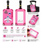 Melnio Silikon Travel Valiz Etiketi - Bagaj Etiketi - 3 - Pembe - Açık Pembe