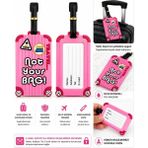 Melnio Silikon Travel Valiz Etiketi - Bagaj Etiketi - 3 - Pembe