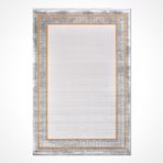 Melodi Gri Çerçeveli Modern Geometrik Etnik Desenli Boho Makinada Yıkanabilir Hafif Hav Toz Vermez Leke Tutmaz Kaymaz Taban Dijital Makine Baskı Halı Oturma Odası Salon Yolluk Koridor Mutfak Halısı